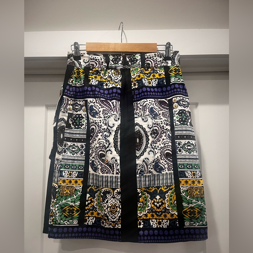 Handmade Upcycled Multicolor Mosaic Paisley Patterned Women's Pencil Skirt OS - Picture 16 of 17